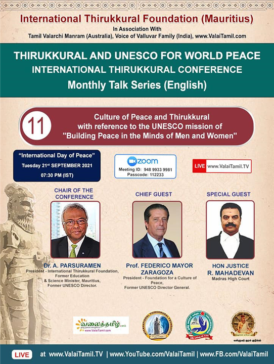 Thirukkural for UNESCO International conference invited Former UNESCO Director General 